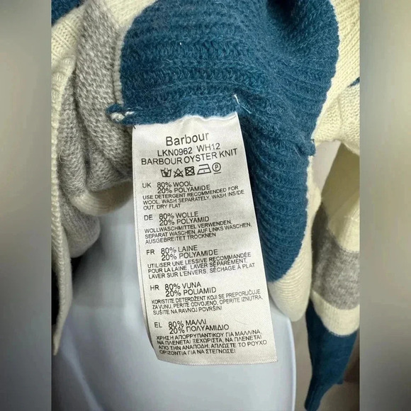 Barbour Oyster Knit Striped Wool Blend Made In Italy Sweater Sizd US 10 - Picture 4 of 7